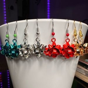 Handcrafted Gift Bow Dangle Earrings (1)